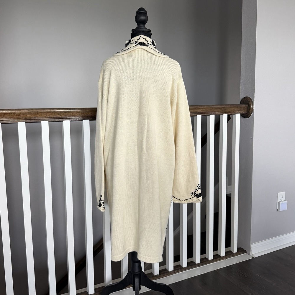 Storybook Knits Sweater Women 1X Long Floral Cardigan Open Front Forever Famous - Picture 5 of 14